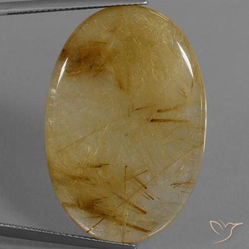 39.16ct Natural Amarelo dourado Quartzo Rutilo, oval, Translúcido