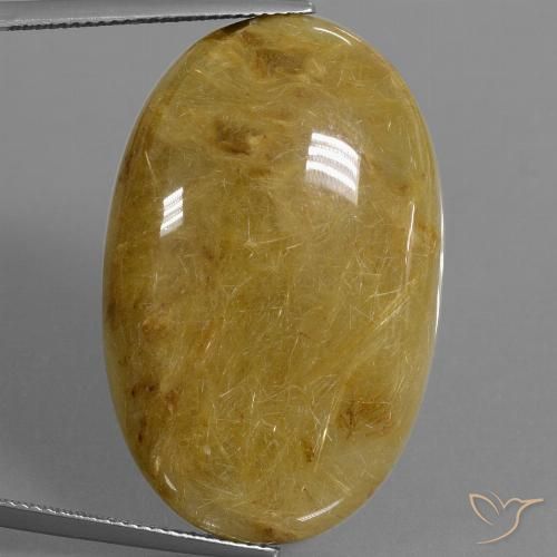 52.73ct Natural Amarelo Terroso Quartzo Rutilo, oval, Translúcido