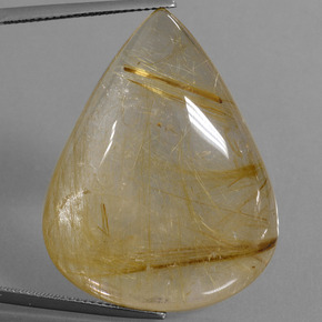 Quartzo rutilado dourado natural 60,37ct, formato de pêra, transparente