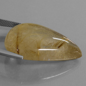 Quartzo rutilado dourado natural 60,37ct, formato de pêra, transparente