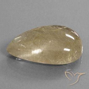 Quartzo Rutilo amarelo quente Natural 34.22ct, Formato de pêra, Transparente