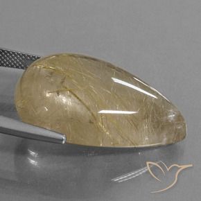 Quartzo Rutilo amarelo quente Natural 34.22ct, Formato de pêra, Transparente