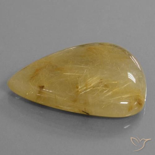 Quartzo Rutilo Amarelo dourado Natural 96.56ct, Formato de pêra, Translúcido