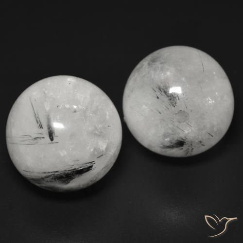 Pedras preciosas de Quartzo Rutilo claro com preto natural de 27.41 ct, Esfera / Bola, Translúcido