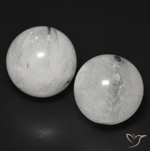 Pedras preciosas de Quartzo Rutilo claro com preto natural de 27.41 ct, Esfera / Bola, Translúcido