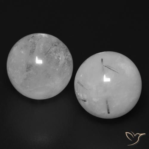 Pedras preciosas de Quartzo Rutilo branco acinzentado natural de 25.19 ct, Esfera / Bola, Translúcido
