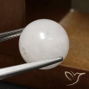 Quartzo Rutilo branco acinzentado Natural 12.72ct, Esfera / Bola, Translúcido