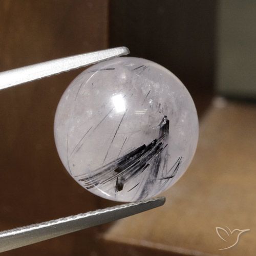 14.19ct Natural claro com preto Quartzo Rutilo, Esfera / Bola, Translúcido
