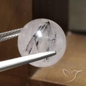 Quartzo Rutilo claro com preto Natural 14.19ct, Esfera / Bola, Translúcido