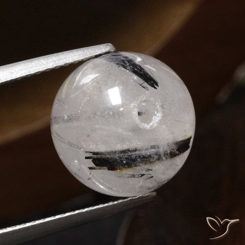 12.31ct Natural claro com preto Quartzo Rutilo, Esfera / Bola, Translúcido