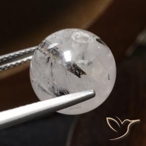 Quartzo Rutilo claro com preto Natural 12.31ct, Esfera / Bola, Translúcido