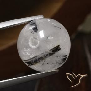 Quartzo Rutilo claro com preto Natural 12.31ct, Esfera / Bola, Translúcido