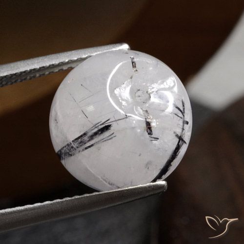 13.08ct Natural claro com preto Quartzo Rutilo, Esfera / Bola, Translúcido