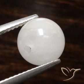 Quartzo Rutilo branco acinzentado Natural 4.05ct, Esfera / Bola, Translúcido
