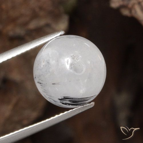 12.16ct Natural claro com preto Quartzo Rutilo, Esfera / Bola, Translúcido
