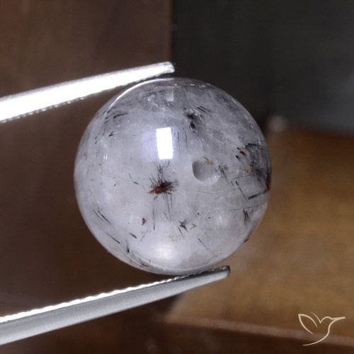 12.36ct Natural claro com preto Quartzo Rutilo, Esfera / Bola, Translúcido