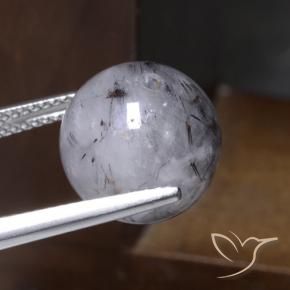 Quartzo Rutilo claro com preto Natural 12.36ct, Esfera / Bola, Translúcido