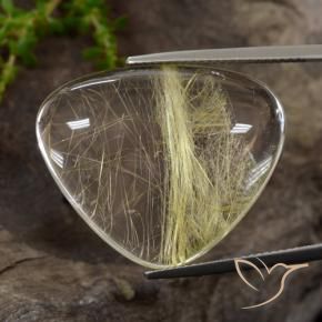 Quartzo Rutilo Amarelo Dijon muito claro Natural 40.20ct, Trilhão, Transparente