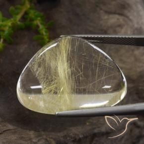 Quartzo Rutilo Amarelo Dijon muito claro Natural 40.20ct, Trilhão, Transparente