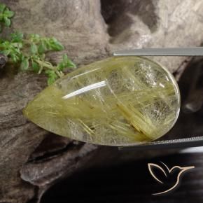 Quartzo Rutilo Amarelo Toscana Natural 41.84ct, Formato de pêra, Translúcido