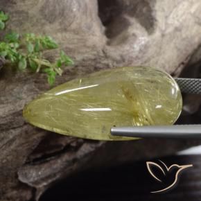 Quartzo Rutilo Amarelo Toscana Natural 41.84ct, Formato de pêra, Translúcido