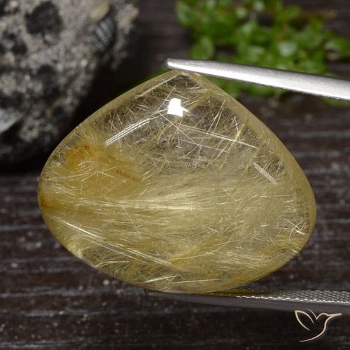 32.98ct Natural amarelo médio Quartzo Rutilo, Formato de pêra, Transparente
