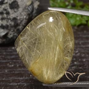 Quartzo Rutilo amarelo médio Natural 32.98ct, Formato de pêra, Transparente