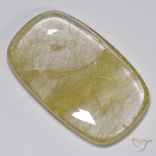 74.88ct Natural Amarelo Terroso Quartzo Rutilo, Almofada, Translúcido