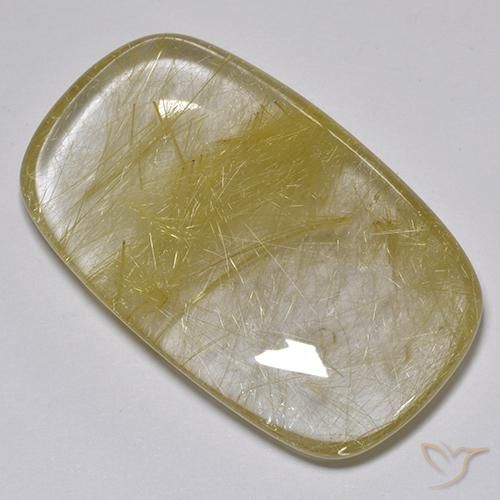 Quartzo Rutilo Amarelo Terroso Natural 74.88ct, Almofada, Translúcido