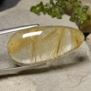 Quartzo Rutilo Amarelo Toscana Natural 22.57ct, Formato de pêra, Translúcido