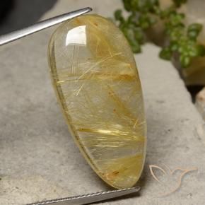 Quartzo Rutilo Amarelo Toscana Natural 22.57ct, Formato de pêra, Translúcido