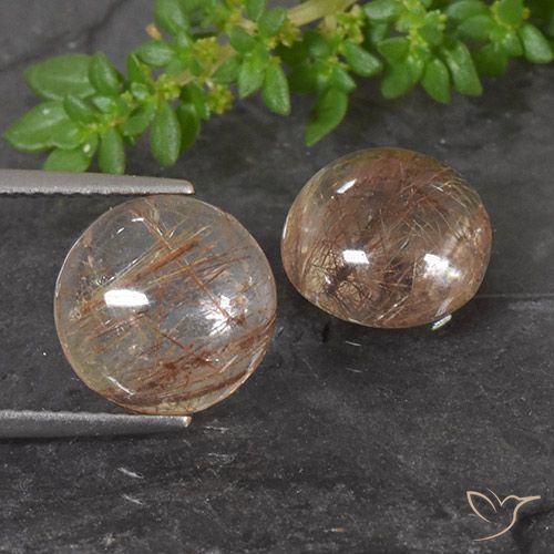 7.20ctw Natural Laranja Avermelhado Profundo Quartzo Rutilo, Redondo, Transparente