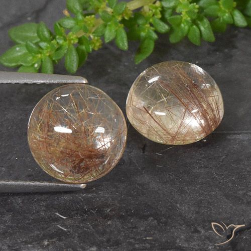 7.67ctw Natural Laranja Avermelhado Profundo Quartzo Rutilo, Redondo, Transparente