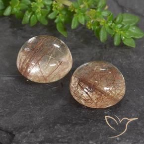 Pedras preciosas de Quartzo Rutilo Laranja Avermelhado Profundo natural de 7.67 ct, Redondo, Transparente