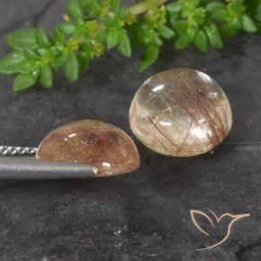 Pedras preciosas de Quartzo Rutilo Laranja Avermelhado Profundo natural de 7.67 ct, Redondo, Transparente