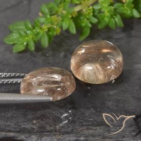 Pedras preciosas de Quartzo Rutilo Castanho Tawny Muito Claro natural de 7.24 ct, Redondo, Transparente