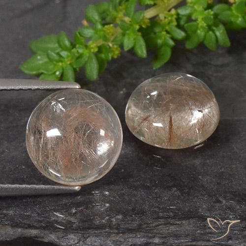 6.52ctw Natural Laranja Avermelhado Profundo Quartzo Rutilo, Redondo, Transparente