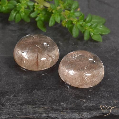 Pedras preciosas de Quartzo Rutilo Laranja Avermelhado Profundo natural de 6.52 ct, Redondo, Transparente
