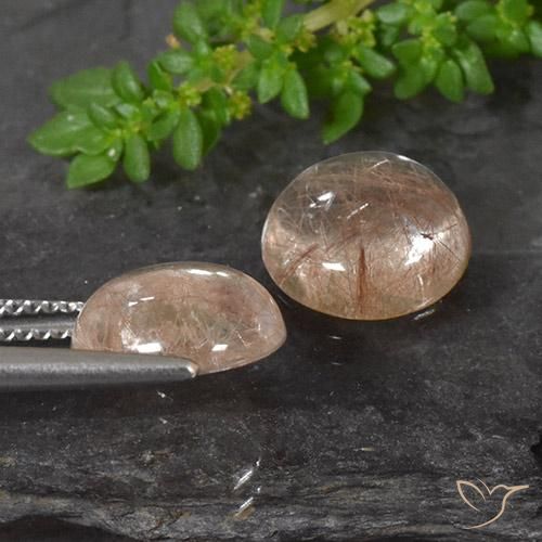 Pedras preciosas de Quartzo Rutilo Laranja Avermelhado Profundo natural de 6.52 ct, Redondo, Transparente