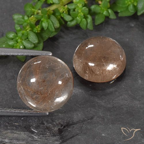 7.48ctw Natural Laranja Avermelhado Profundo Quartzo Rutilo, Redondo, Transparente