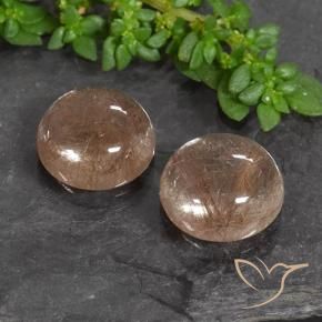 Pedras preciosas de Quartzo Rutilo Laranja Avermelhado Profundo natural de 7.48 ct, Redondo, Transparente