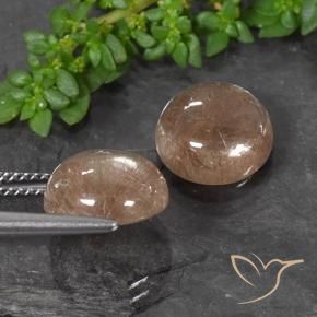 Pedras preciosas de Quartzo Rutilo Laranja Avermelhado Profundo natural de 7.48 ct, Redondo, Transparente