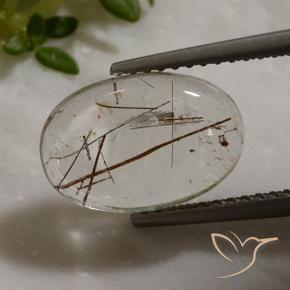 Quartzo Rutilo Limpar com Cobre Natural 3.42ct, oval, Transparente