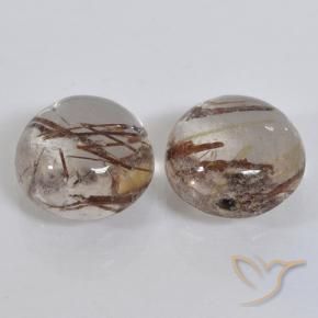 Pedras preciosas de Quartzo Rutilo claro com marrom natural de 2.95 ct, Redondo, Transparente