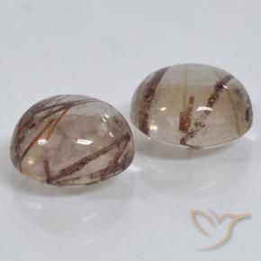 Pedras preciosas de Quartzo Rutilo claro com marrom natural de 2.95 ct, Redondo, Transparente