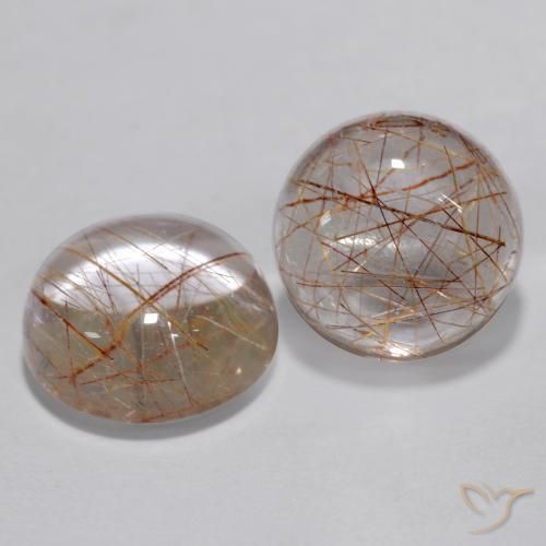 Pedras preciosas de Quartzo Rutilo Marrom Quente natural de 6.43 ct, Redondo, Transparente