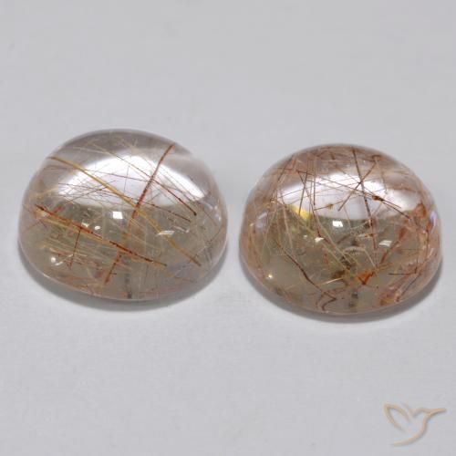 Pedras preciosas de Quartzo Rutilo Marrom Quente natural de 6.43 ct, Redondo, Transparente