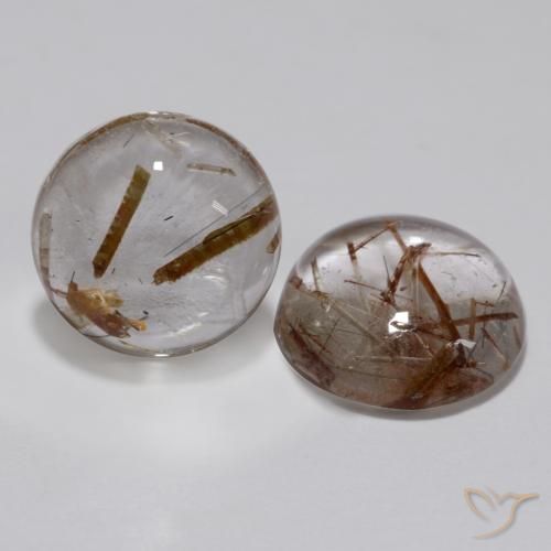 4.77ctw Natural claro com marrom Quartzo Rutilo, Redondo, Transparente