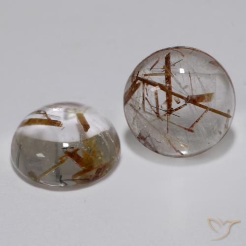 Pedras preciosas de Quartzo Rutilo claro com marrom natural de 4.77 ct, Redondo, Transparente