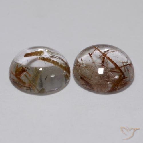Pedras preciosas de Quartzo Rutilo claro com marrom natural de 4.77 ct, Redondo, Transparente
